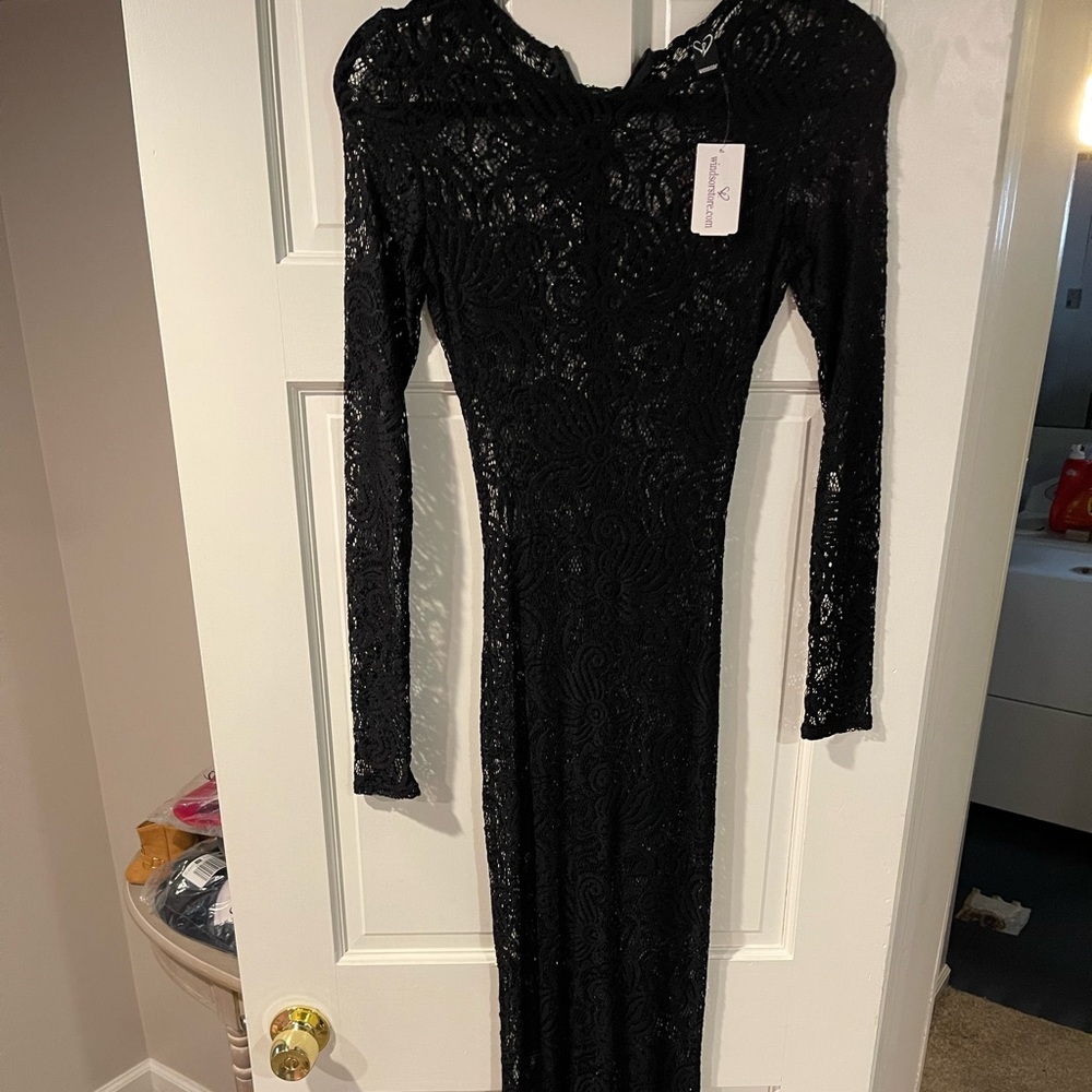 SHEER MESH SEE THROUGH DRESS WITH SLIT IN THE BACK BRAND NEW